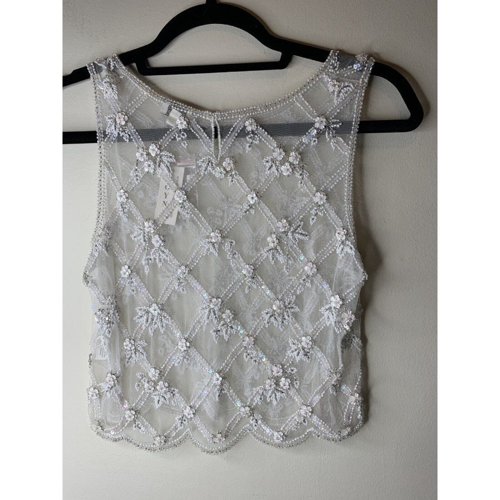 BHLDN Moyna Embellished Bridal Holland Topper Top Tank Great Layering Size M - Picture 6 of 8